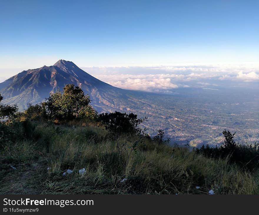 This is a Beautiful view of Mounth Merapi in Indonesia