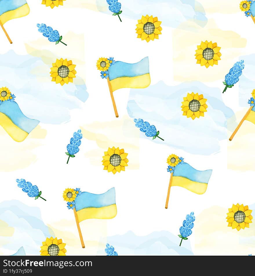 seamless pattern with Ukrain flag