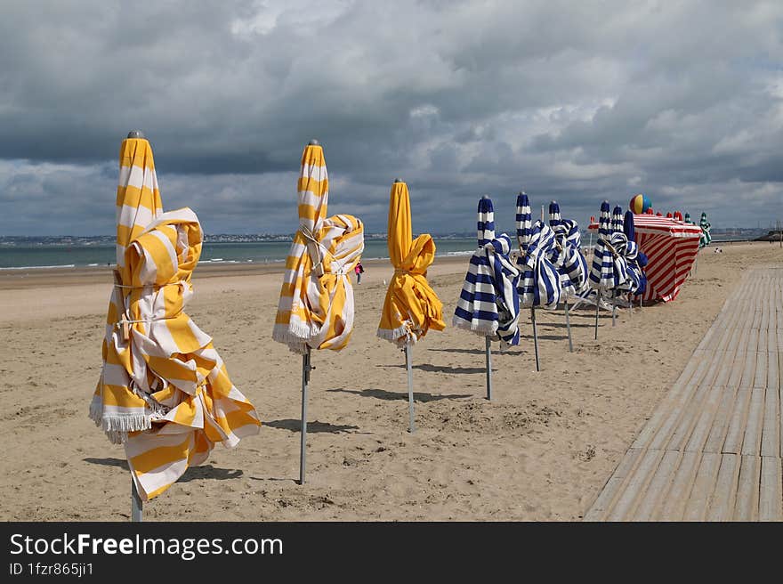 The famous colorful parasols of Deauville France