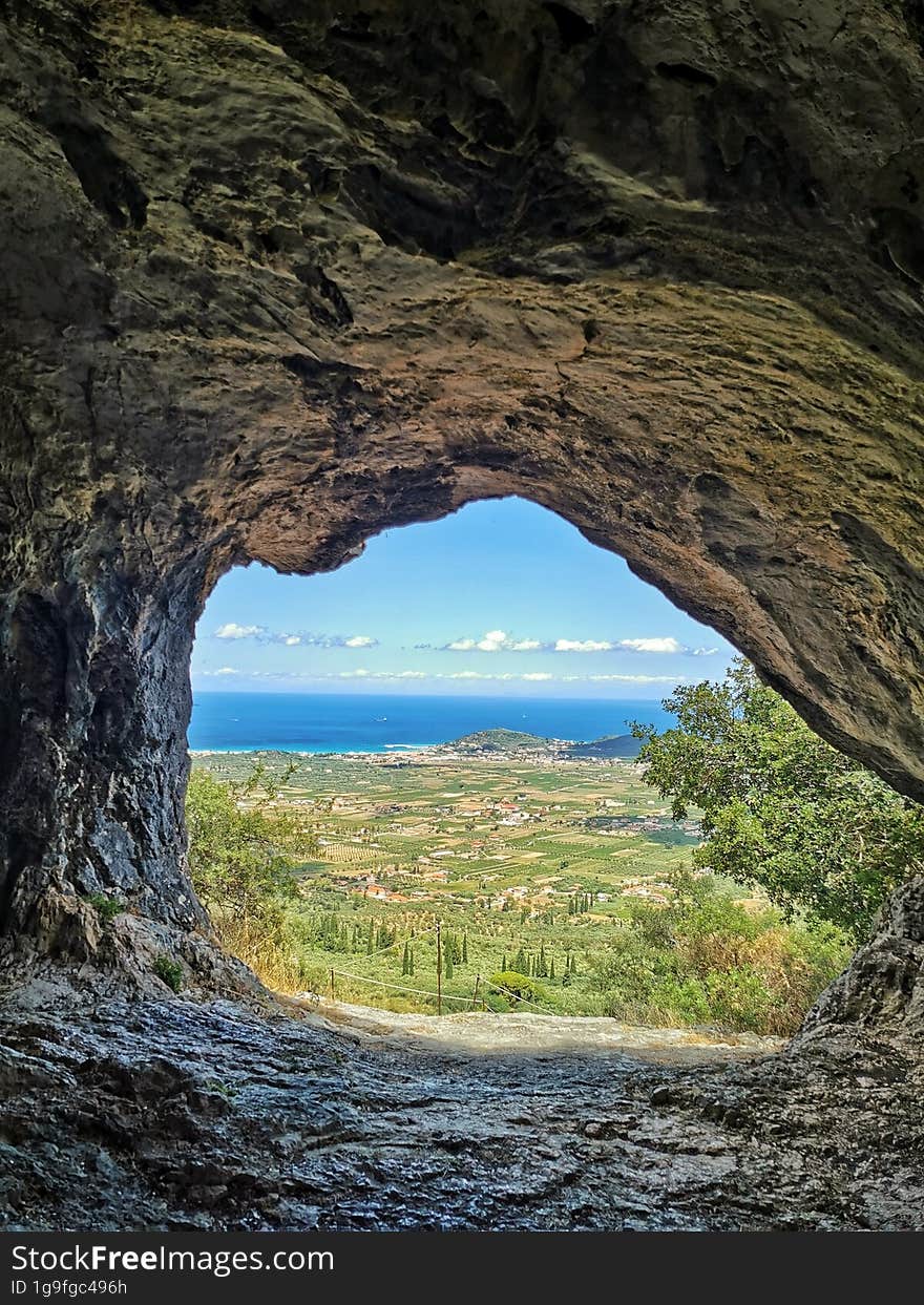 Black Cave in the hills of Zakynthos island, Greece