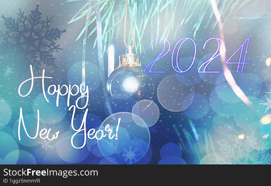 Happy New Year 2024 card or poster