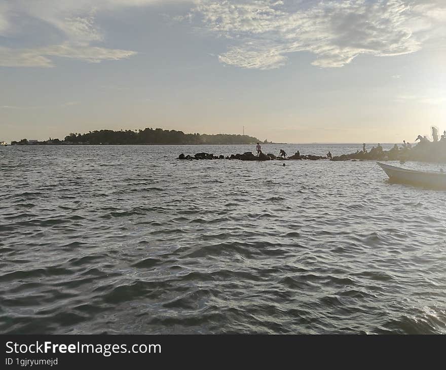 Beautiful tropical sea in the afternoon many boats are used as a means of transportation between islands. Beautiful tropical sea in the afternoon many boats are used as a means of transportation between islands