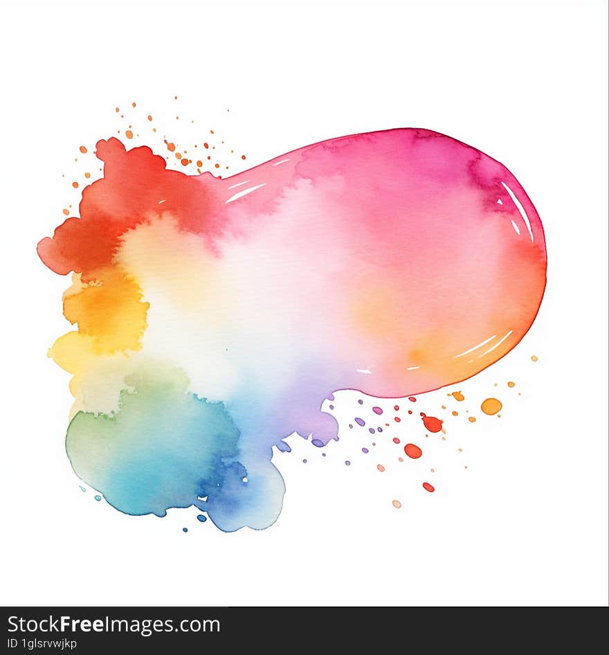 Watercolor Drawing Of A Multi-colored Cloud On A White Background