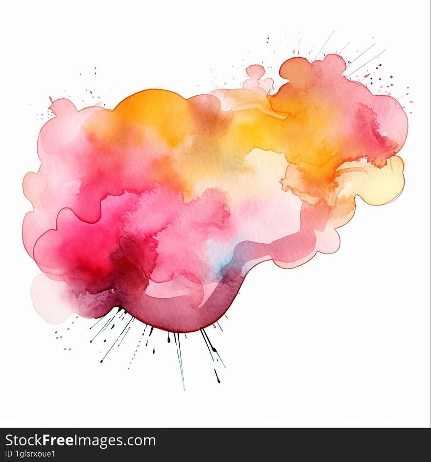 watercolor drawing of a multi-colored cloud on a white background