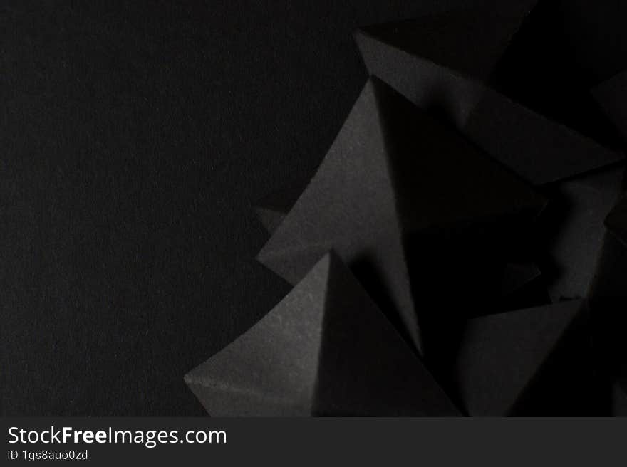 Black Abstract Geometric 3d Background, Copy Space