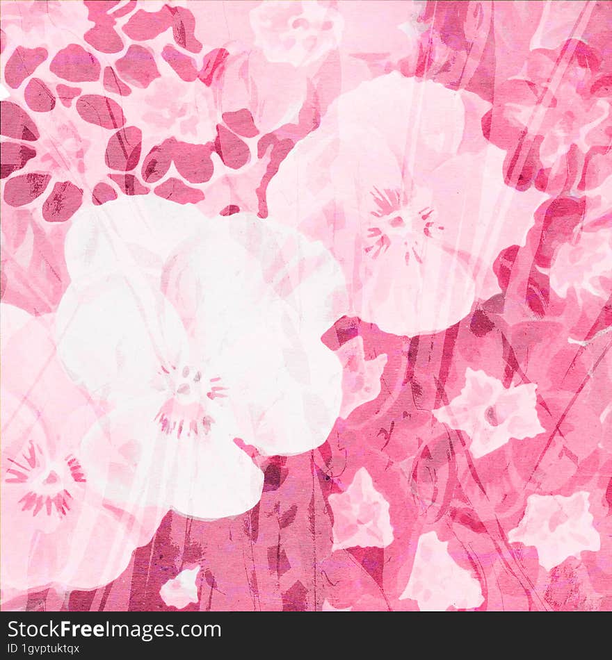 Pink-toned square floral art, digitally created, with a lovely textured background. Perfect for adding a touch of creativity to yo