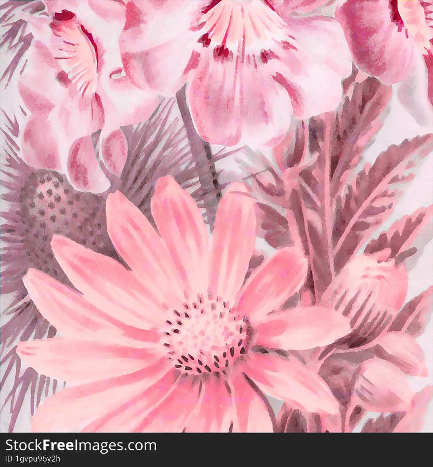 Pink-toned square floral art, digitally created, with a lovely textured background. Perfect for adding a touch of creativity to yo