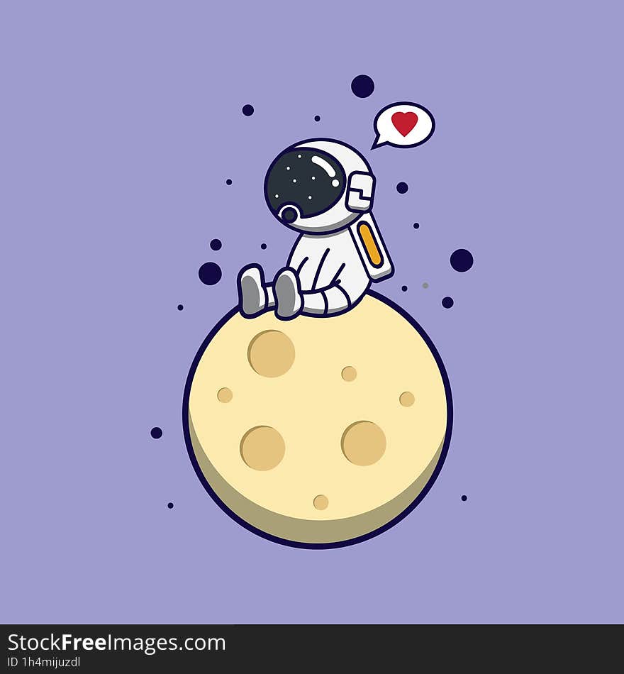 Cute Vector Of An Astronaut Sitting On The Moon