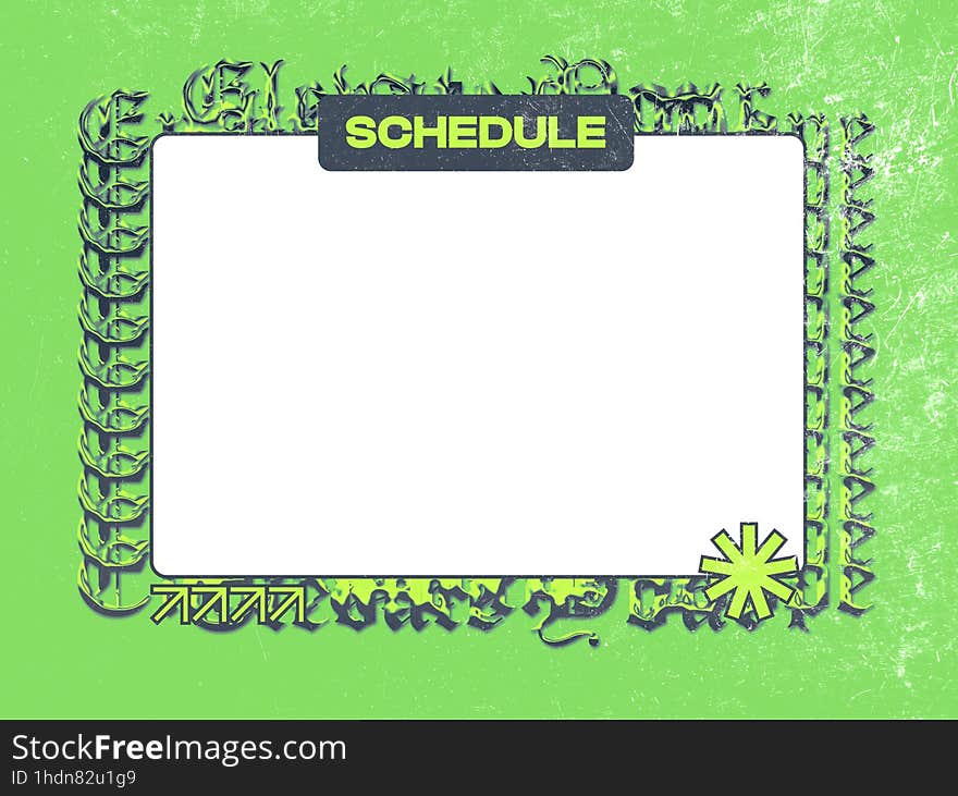 Green Halftone Chrome Text Chain Frame with Brutalism Style Flat Blank Template