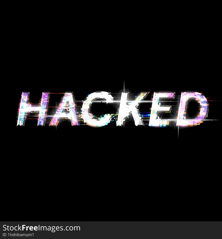 Glitched Metal Chrome deconstructed Style Hacked Typgraphy Illustration, Black Background