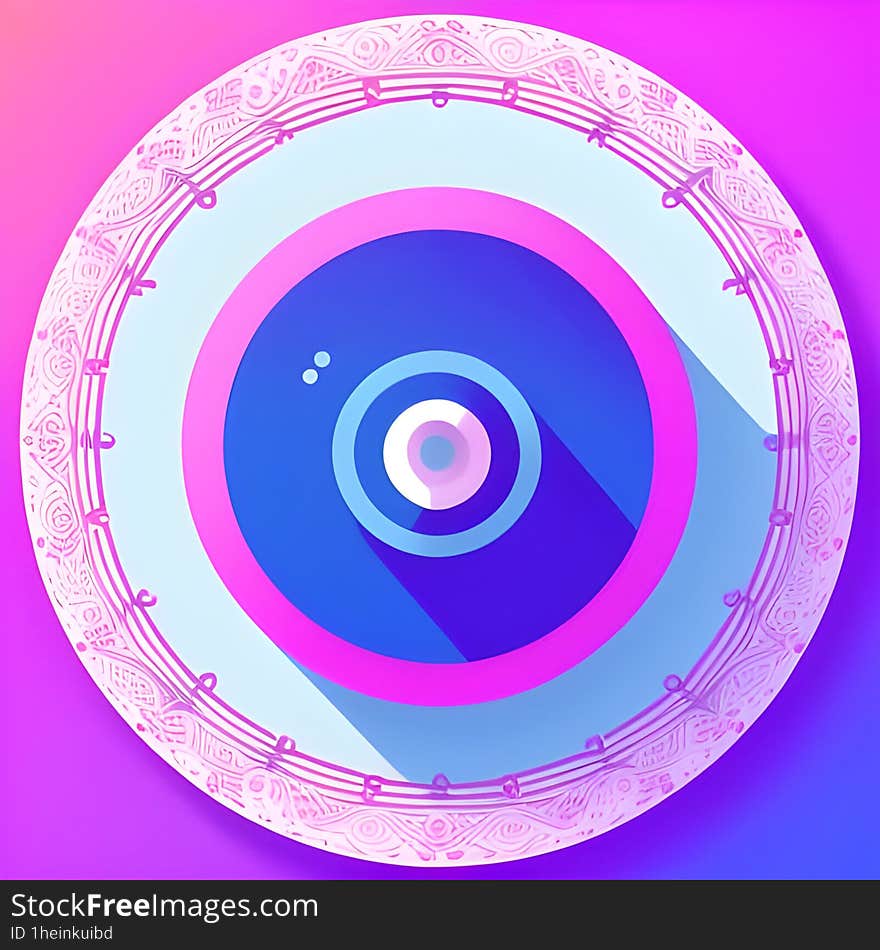 This image is a graphical illustration featuring a series of concentric circles with a smooth gradient transition from deep pink to blue, creating a sense of depth and dimension. The outer edge is adorned with intricate, line-based ornamental designs, which give the overall image a decorative border. The patterns and the central gradient circles together create an aesthetically pleasing and modern design with a symmetric composition, set against a contrasting pink and purple background. This image is a graphical illustration featuring a series of concentric circles with a smooth gradient transition from deep pink to blue, creating a sense of depth and dimension. The outer edge is adorned with intricate, line-based ornamental designs, which give the overall image a decorative border. The patterns and the central gradient circles together create an aesthetically pleasing and modern design with a symmetric composition, set against a contrasting pink and purple background.