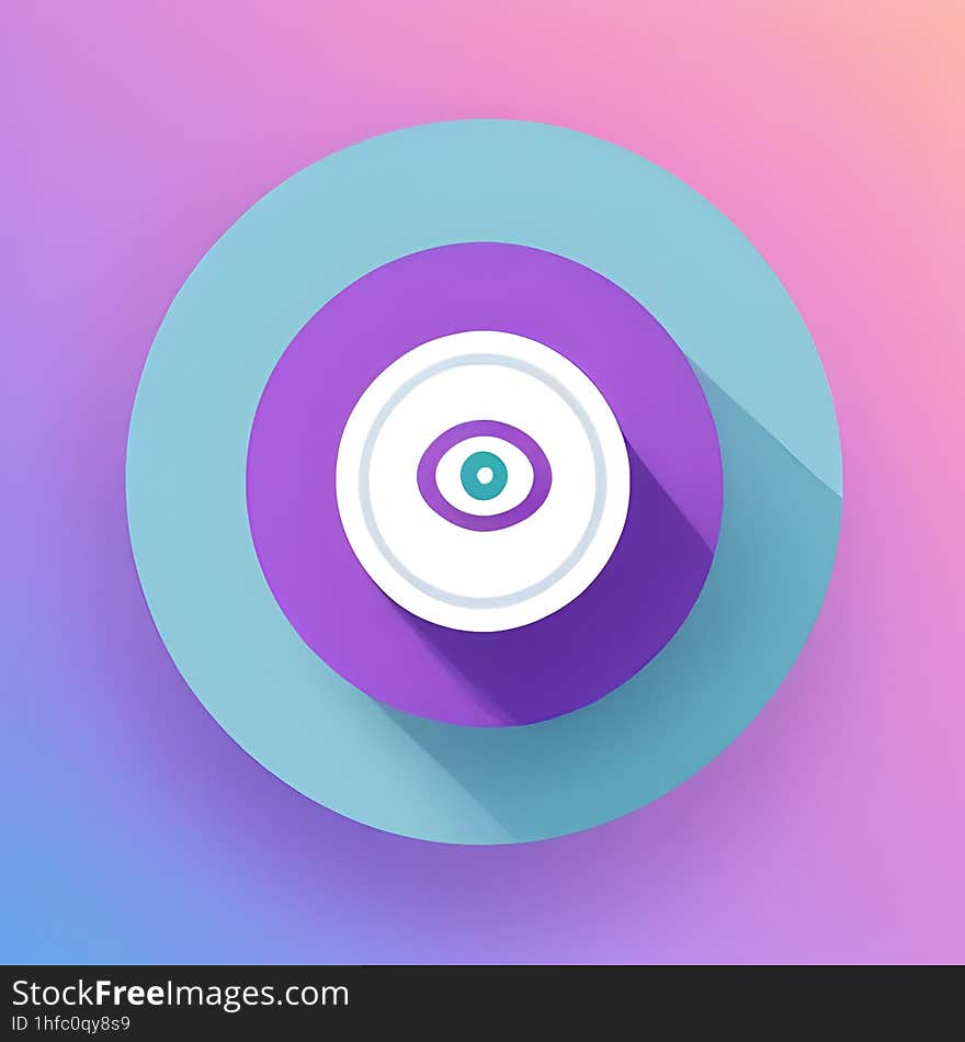 This is a vibrant and colorful abstract image featuring concentric circles resembling an eye, set against a gradient background of pink, purple, and blue hues. The central part of the �eye� is turquoise surrounded by a white ring and then a purple ring. The outermost circle is teal in color creating a contrast with the inner purple circle. The background features a smooth gradient transitioning from pink to purple to blue giving it a vibrant look. There are subtle shadows that give depth to the layers of circles making them appear three-dimensional. This is a vibrant and colorful abstract image featuring concentric circles resembling an eye, set against a gradient background of pink, purple, and blue hues. The central part of the �eye� is turquoise surrounded by a white ring and then a purple ring. The outermost circle is teal in color creating a contrast with the inner purple circle. The background features a smooth gradient transitioning from pink to purple to blue giving it a vibrant look. There are subtle shadows that give depth to the layers of circles making them appear three-dimensional.