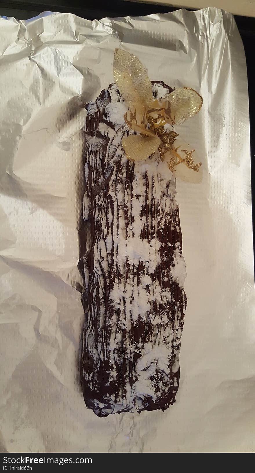 Homemade christmas chocolate log dessert. Homemade christmas chocolate log dessert