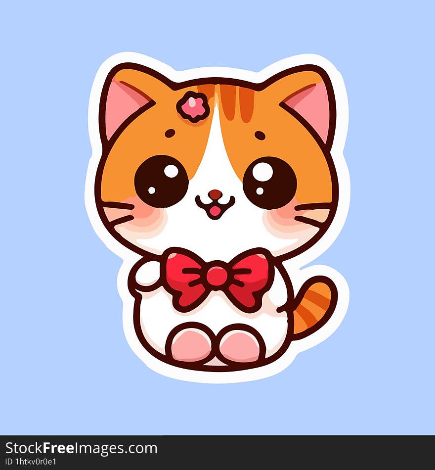 cute cat stickers with white borders