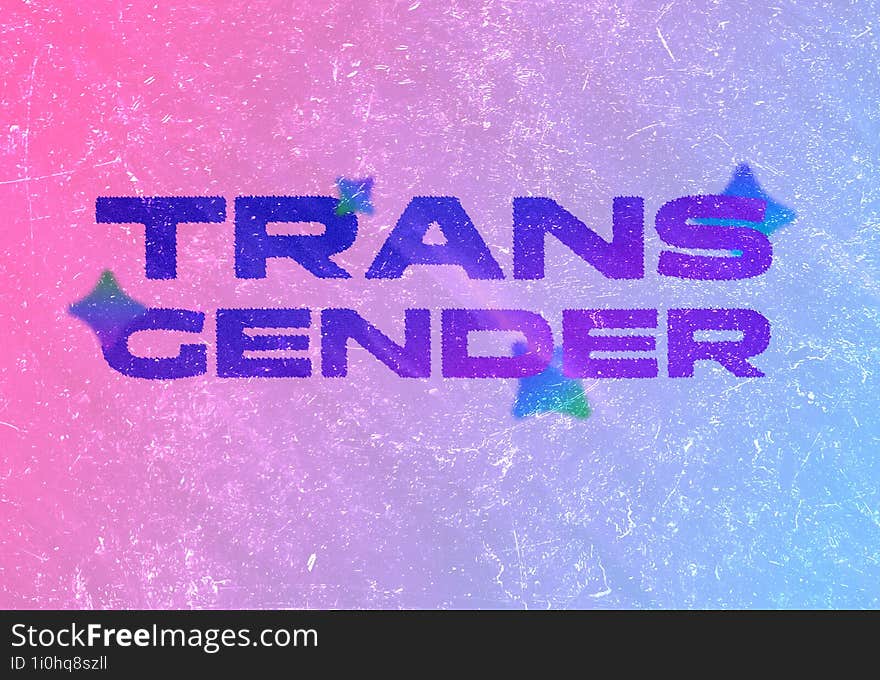 Futuristic Y2K Flat & x27  Transgender& x27   Typography Template Art, Red and Blue Hologram Gradient Background with Grungy effec