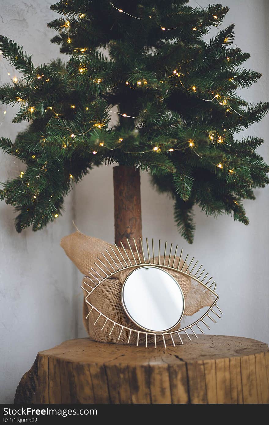 Boho Christmas With Christmas Tree And Eye Mirror