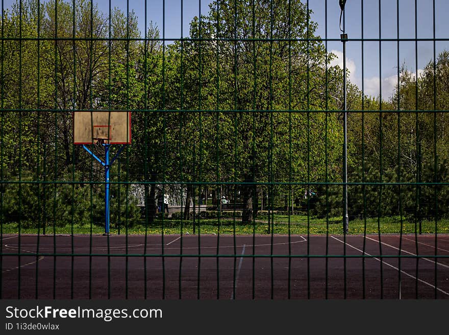 Sports ground with an outdoor basketball ring