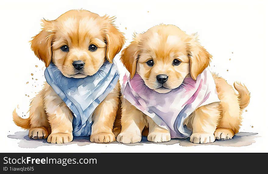 Two cute little Golden Retriever puppies