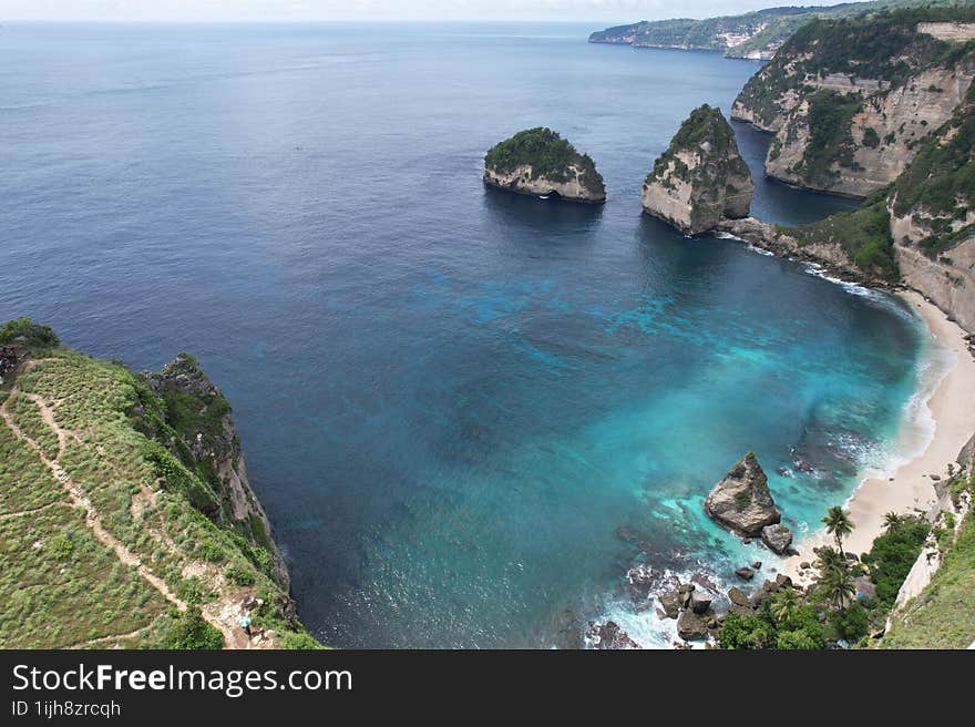 Drone view of Diamond beach in Bali