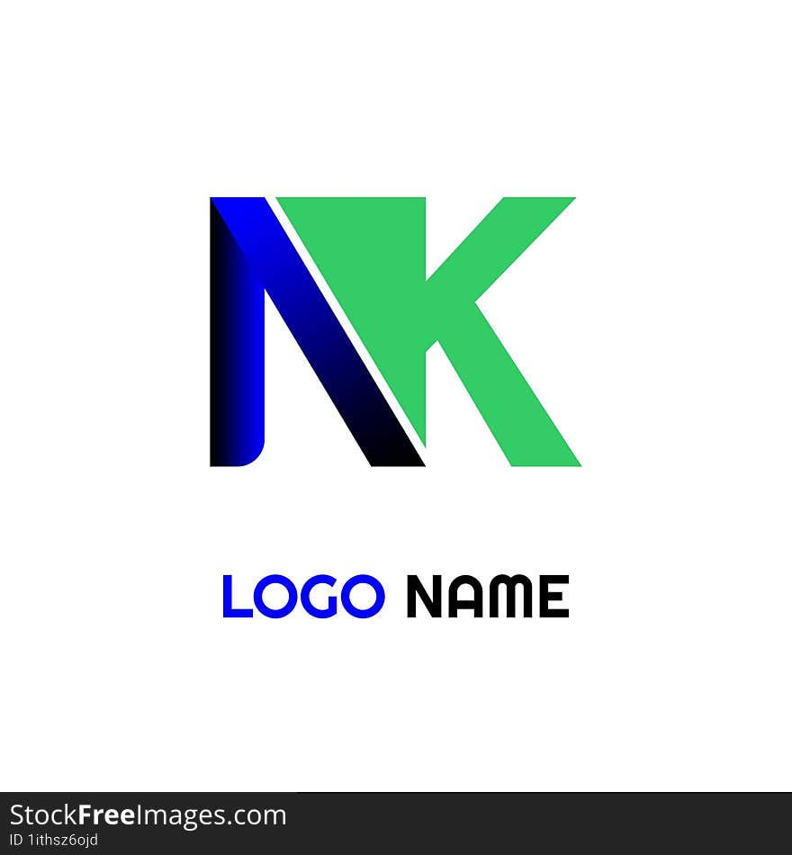 Simple Logo letter NK with gradient