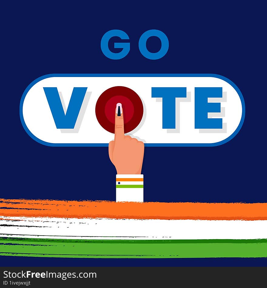 Illustration of hand with voting sign of India