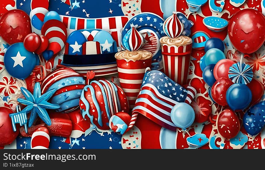 4th of July background, Generative AI, Patriotic