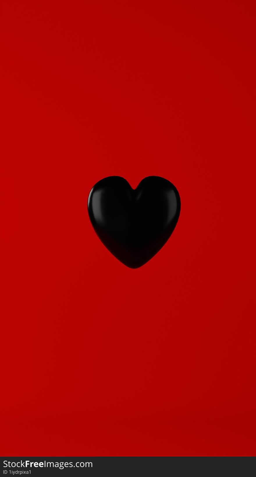 abstract background Single black heart on red background. 3D rendering.