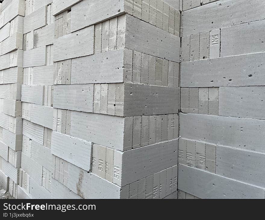 hebel brick pile background. Hebel bricks are ready to be installed in the house