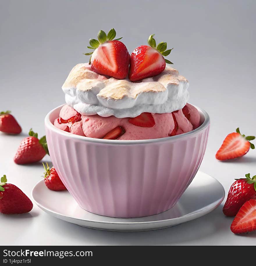 sweet dessert on the table with pastries, cream and fresh strawberries. sweet dessert on the table with pastries, cream and fresh strawberries