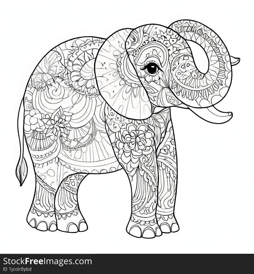 A Piece That Marries Natural Majesty With Artistic Flair, Showcasing A Decorated Elephant In All Its Glory.