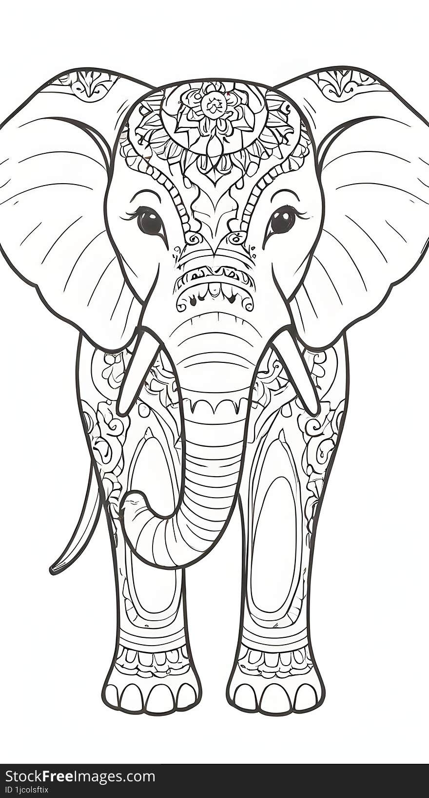 An elegant portrayal of an elephant adorned with intricate patterns, capturing the essence of this majestic creature�s beauty.