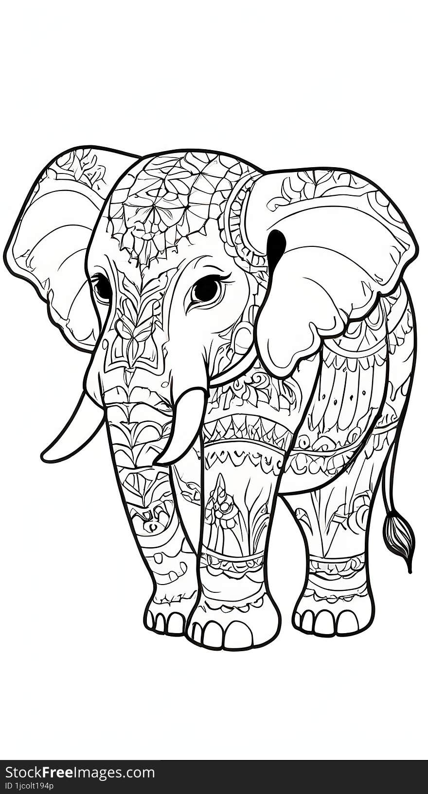 A monochrome artwork showcasing a beautifully decorated elephant, symbolizing strength and elegance.