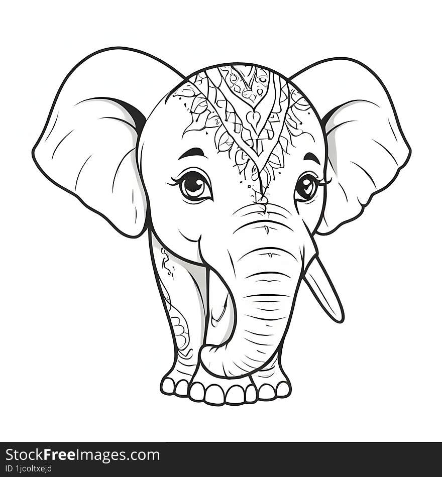 An artistic representation of an elephant, highlighting its majestic presence, enhanced with delicate patterns.