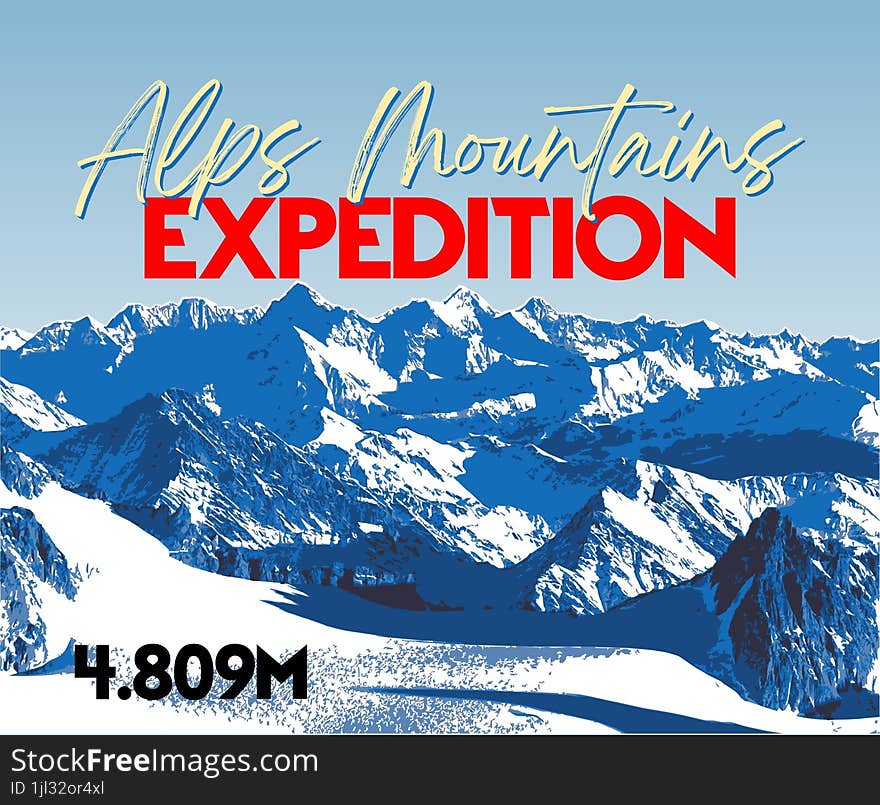 Poster Of Alps Mountains Expedition For Adventurer