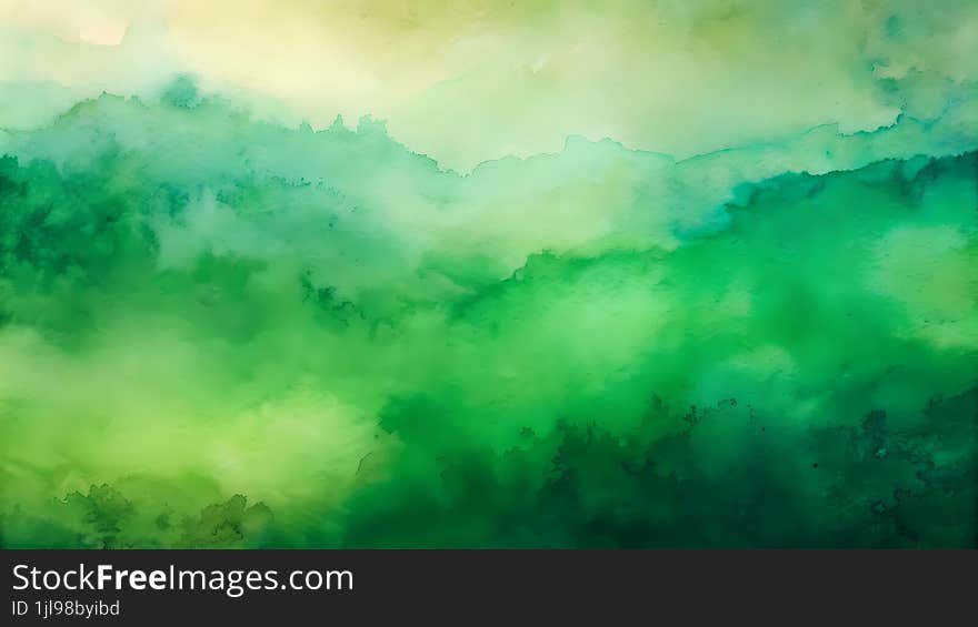 Immerse yourself in the tranquility of this tranquil escape. A gentle gradient of green washes over the watercolor background, evoking a sense of peace and serenity. The soft hues create a calming atmosphere, perfect for a moment of relaxation or meditation.