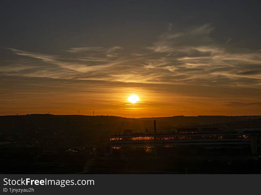 A gorgeous sunset enveloped by the beauty of the clouds.Ideal photo for replace the sky in Photoshop. Iasi. A gorgeous sunset enveloped by the beauty of the clouds.Ideal photo for replace the sky in Photoshop. Iasi