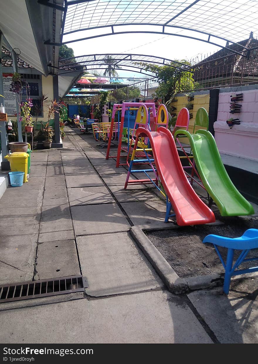 The Kindergarten school yard is full of play facilities