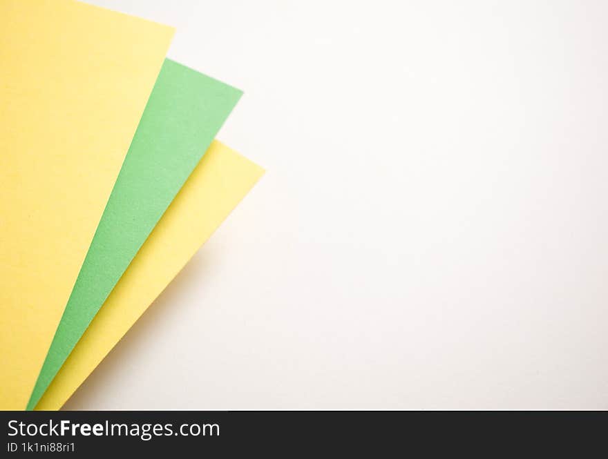 Green, yellow and white 3d geometric abstract background with copy empty space