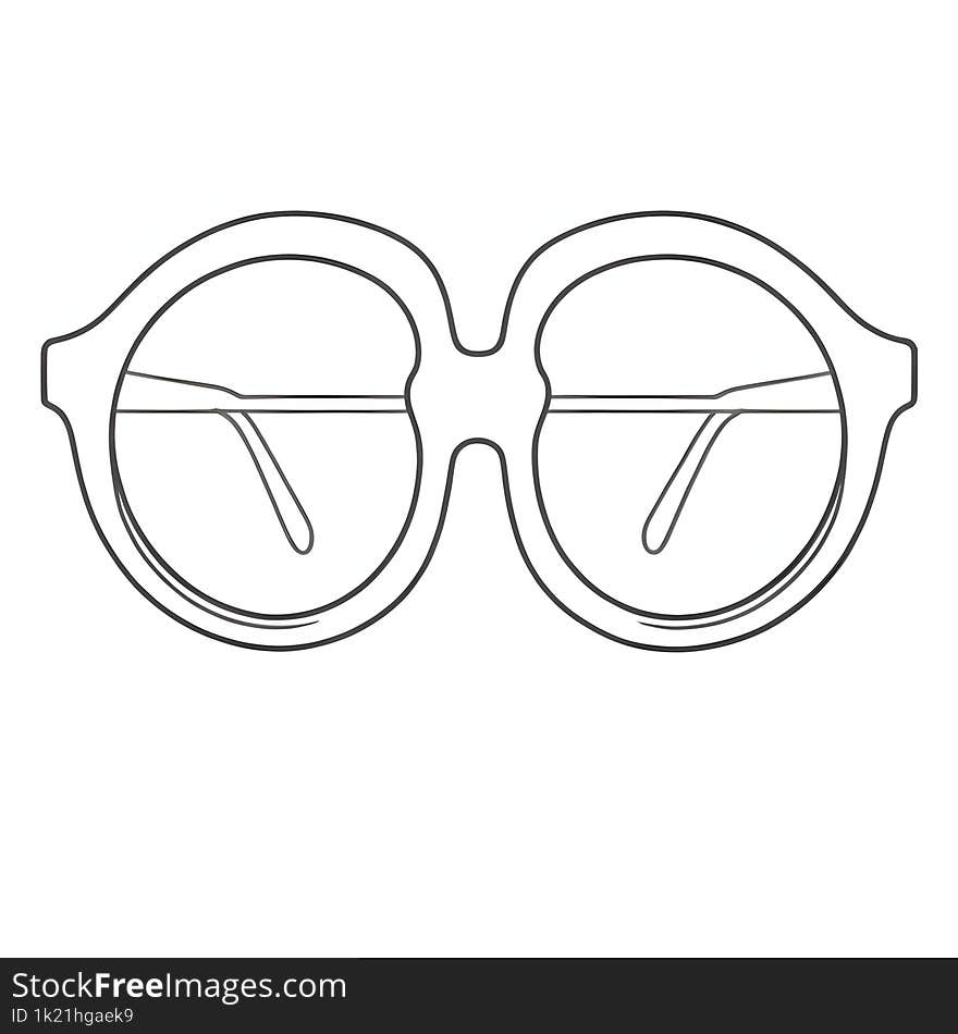 A Simple, Clean Line Drawing Of A Pair Of Round Sunglasses. The Illustration Is Minimalist, Focusing On The Outline Of The Glasses