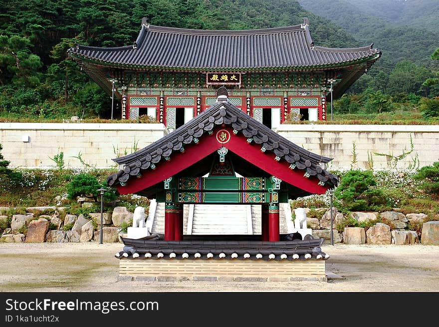 Traditional Korean architecture. Haeinsa Korean Buddhist Temple. South Korea