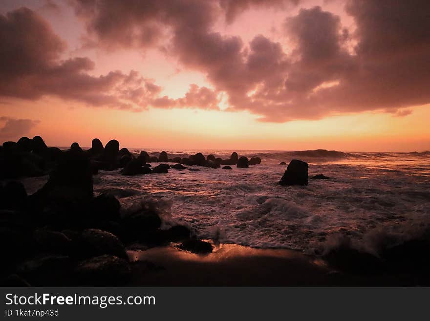 Beach Sunset In Yogyakarta, Indonesia