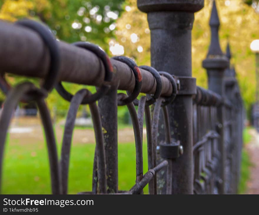 Close-up of a metal fence.