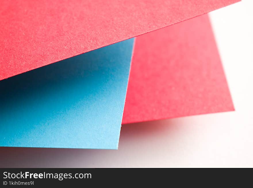 Close up of red, blue and white 3d geometric background
