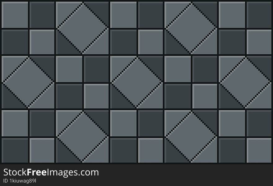 Ground texture tile seamless pattern, for pixel art style game. Gray stone concrete seamless background. 2D brick gray wall or flo