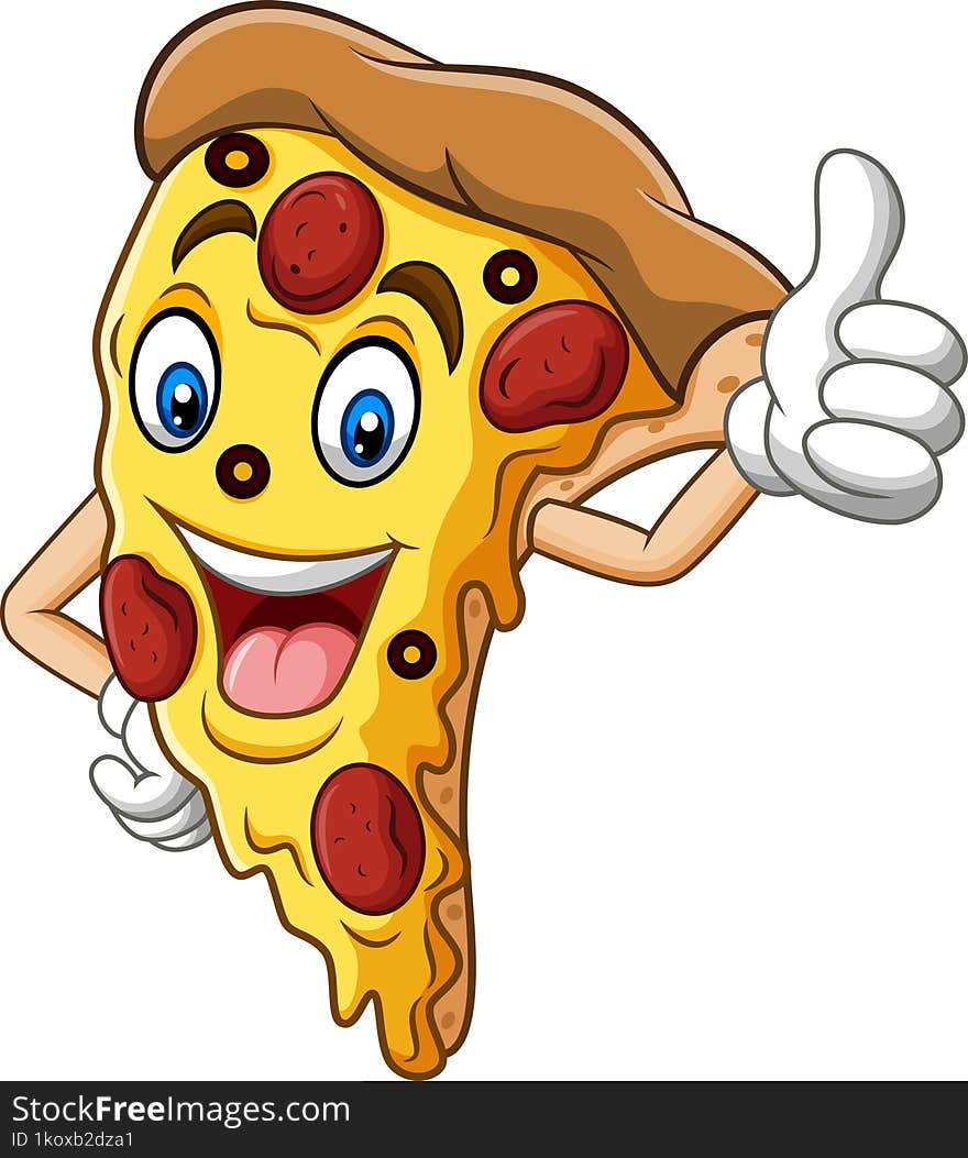 Cartoon pizza giving thumb up
