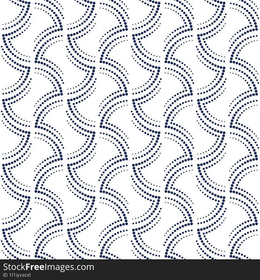 Art nouveau seamless pattern with many circles. Calm dark blue and vintage white colors design. Geometric many rings ornament. Arch shaped pattern. For printing wallpaper, giftpapers, textile