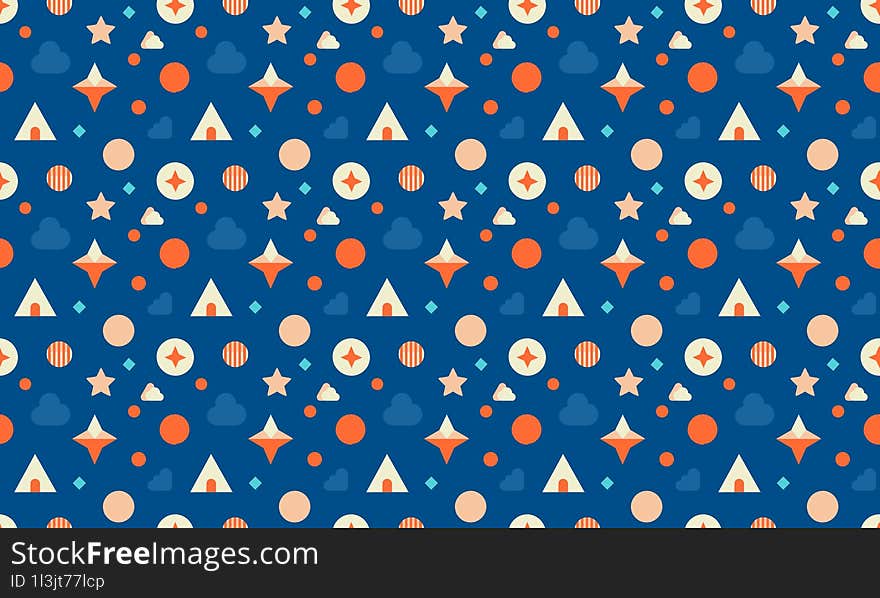 Bright Coastal - Fun And Vibrant Coastal Kids Design With Seamless Geometric Patterns And Background