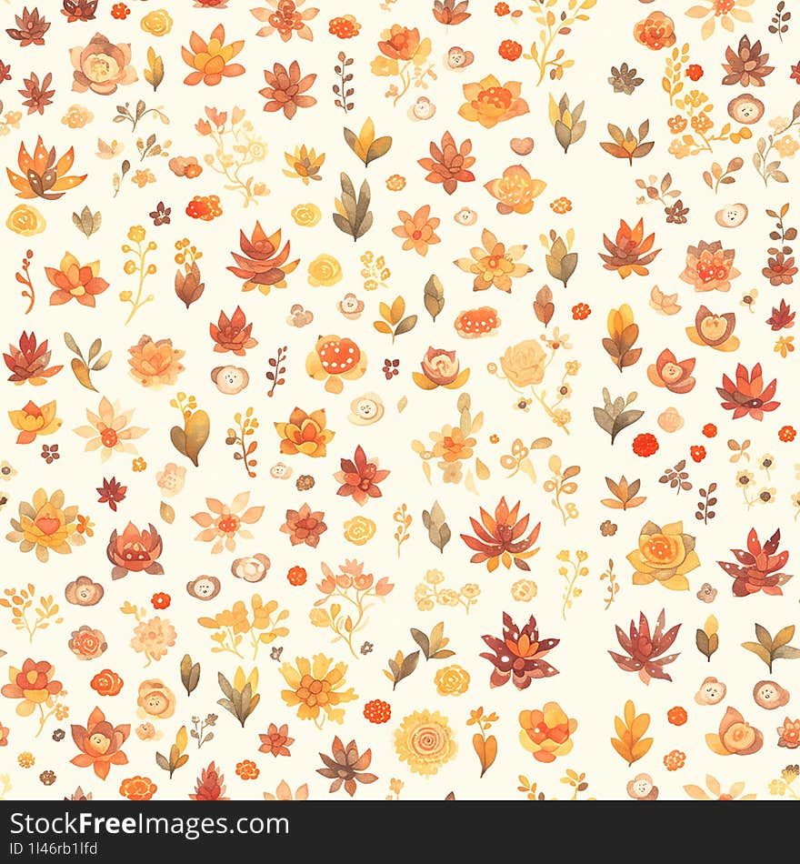 A lively succulent pattern with orange and white blooms, creating a cheerful and bright background.