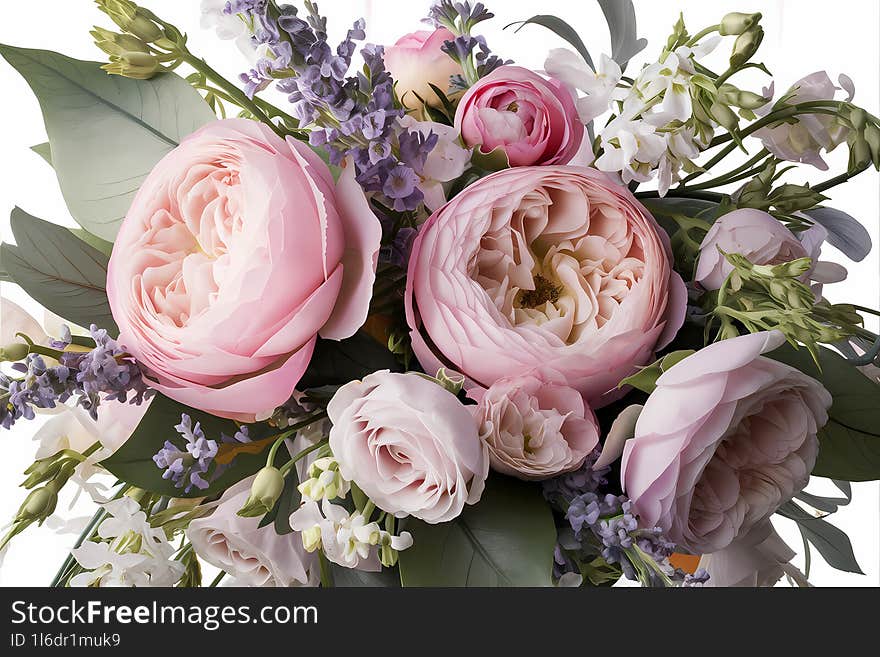 Soft pink peony ranunculus floral bouquet