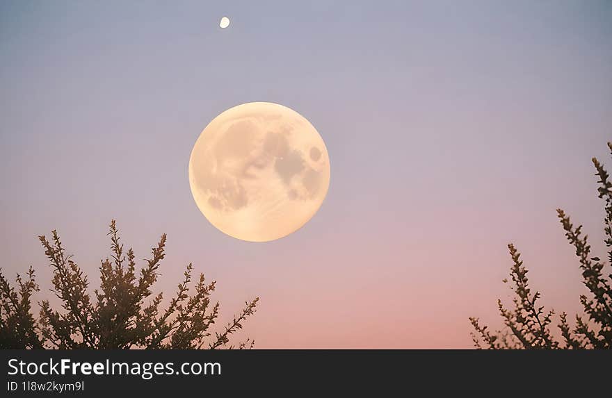 Fascinating and beautiful full moon glowing in the dark